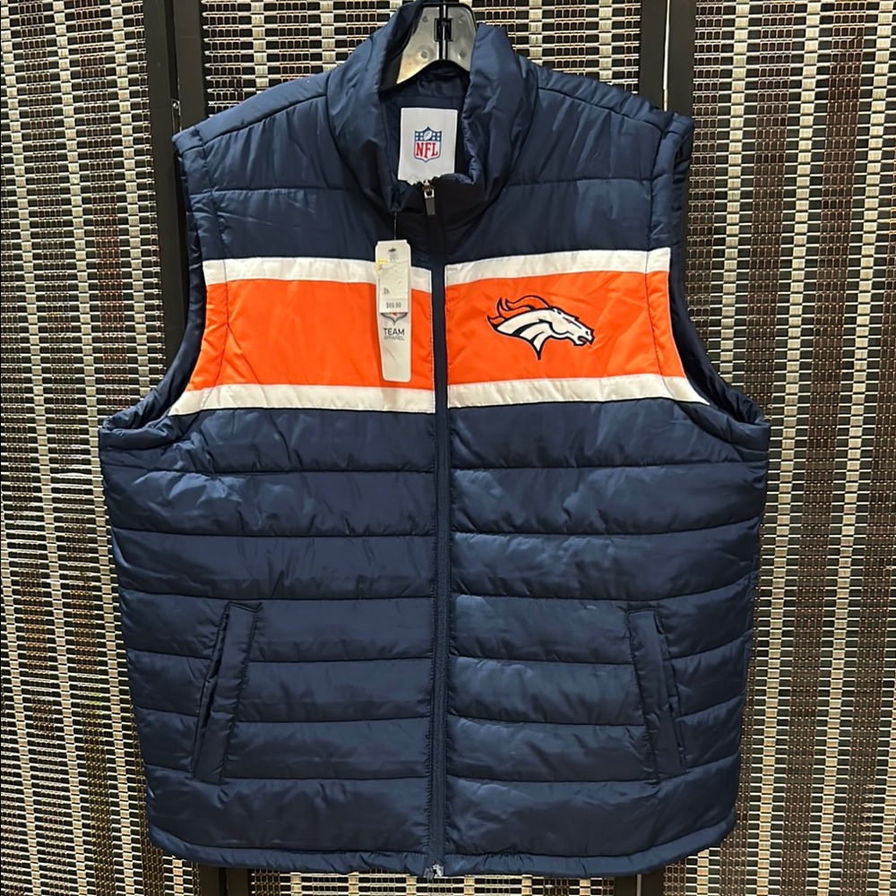 Blue and Orange Men's Puffer Vest